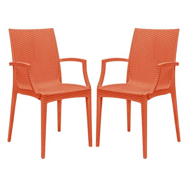 Kd Americana 35 x 16 in. Weave Mace Indoor & Outdoor Chair with Arms, Orange, 2PK KD3029570